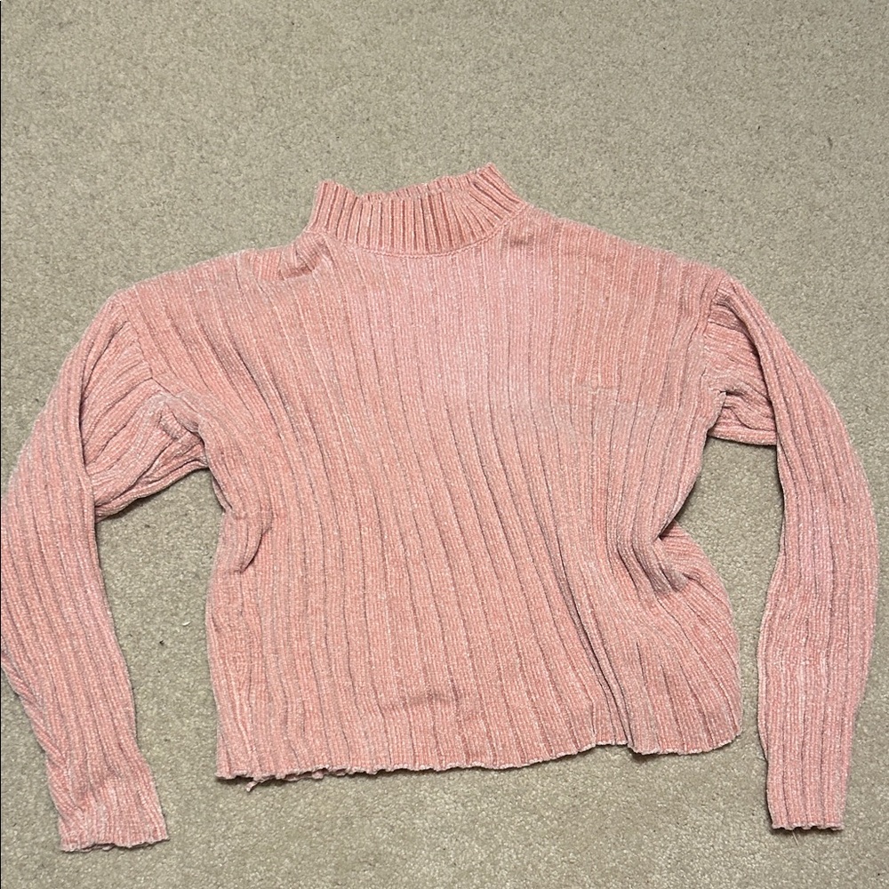 Art Class Pink Ribbed Turtleneck Sweater